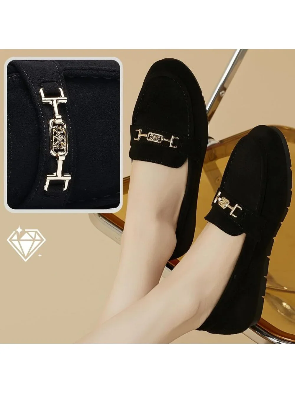 Women's Black Velvet Comfort Walking Pull On Leisure Slip On Loafer Flat Shoes